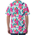 Watermelon Teal Hawaiian Pattern Print Men's Velvet T-Shirt