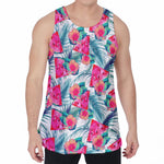 Watermelon Teal Hawaiian Pattern Print Men's Velvet Tank Top
