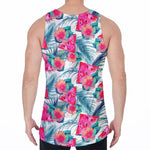 Watermelon Teal Hawaiian Pattern Print Men's Velvet Tank Top