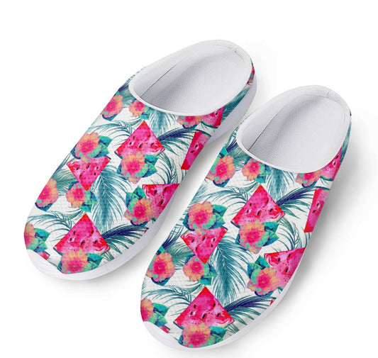 Watermelon Teal Hawaiian Pattern Print Mesh Casual Shoes