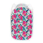 Watermelon Teal Hawaiian Pattern Print Mesh Laundry Hamper