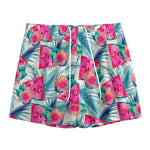 Watermelon Teal Hawaiian Pattern Print Mesh Shorts