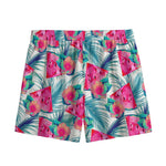 Watermelon Teal Hawaiian Pattern Print Mesh Shorts