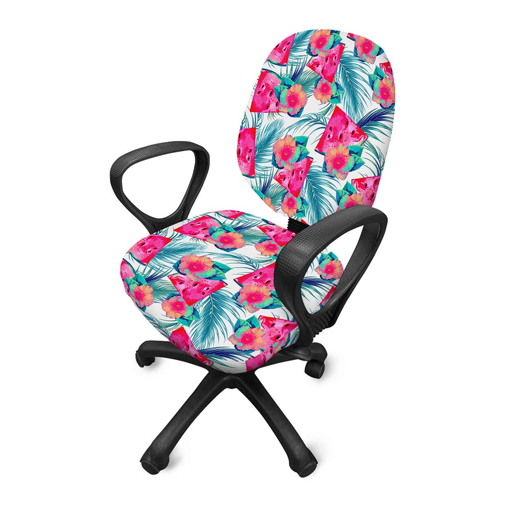 Watermelon Teal Hawaiian Pattern Print Office Chair Cover