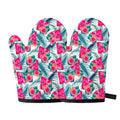 Watermelon Teal Hawaiian Pattern Print Oven Mitts