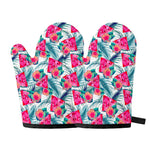Watermelon Teal Hawaiian Pattern Print Oven Mitts