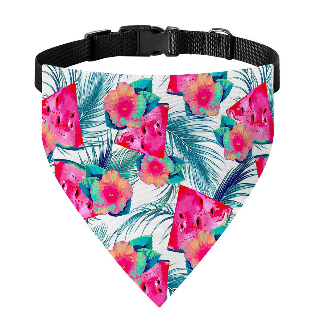 Watermelon Teal Hawaiian Pattern Print Over The Collar Dog Bandana