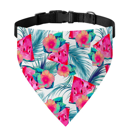 Watermelon Teal Hawaiian Pattern Print Over The Collar Dog Bandana