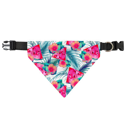Watermelon Teal Hawaiian Pattern Print Over The Collar Dog Bandana