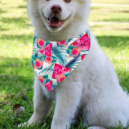 Watermelon Teal Hawaiian Pattern Print Over The Collar Dog Bandana