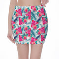 Watermelon Teal Hawaiian Pattern Print Pencil Mini Skirt