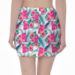 Watermelon Teal Hawaiian Pattern Print Pencil Mini Skirt