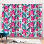 Watermelon Teal Hawaiian Pattern Print Pencil Pleat Curtains