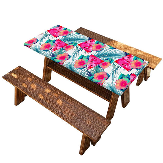Watermelon Teal Hawaiian Pattern Print Picnic Table Cover