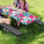 Watermelon Teal Hawaiian Pattern Print Picnic Table Cover