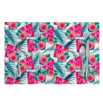 Watermelon Teal Hawaiian Pattern Print Placemat