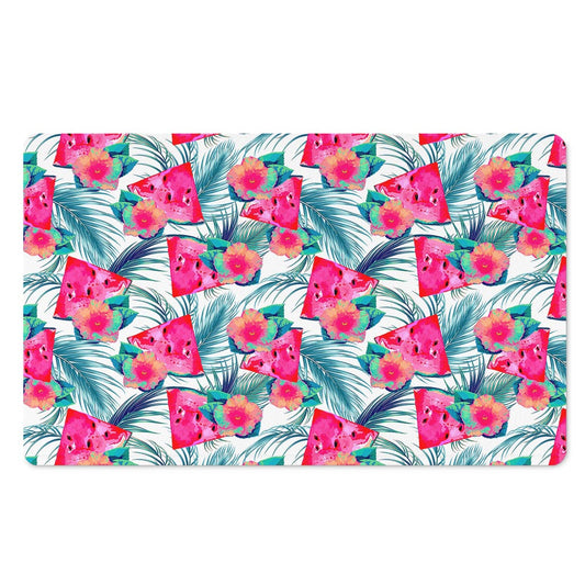 Watermelon Teal Hawaiian Pattern Print Polyester Doormat
