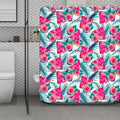Watermelon Teal Hawaiian Pattern Print Polyester Shower Curtain
