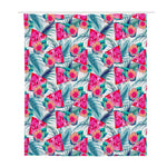 Watermelon Teal Hawaiian Pattern Print Polyester Shower Curtain