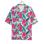 Watermelon Teal Hawaiian Pattern Print Rayon Hawaiian Shirt