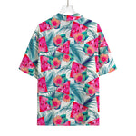 Watermelon Teal Hawaiian Pattern Print Rayon Hawaiian Shirt