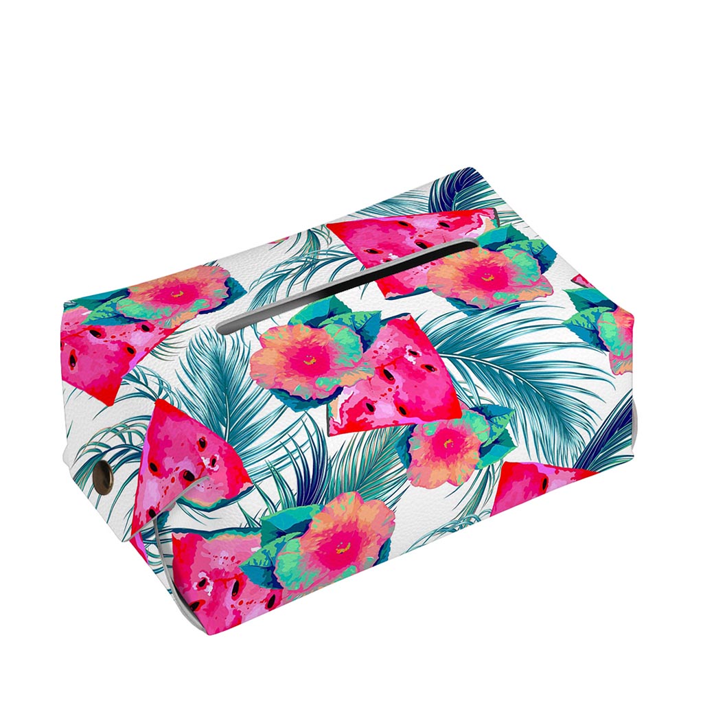 Watermelon Teal Hawaiian Pattern Print Rectangle Tissue Box Cover