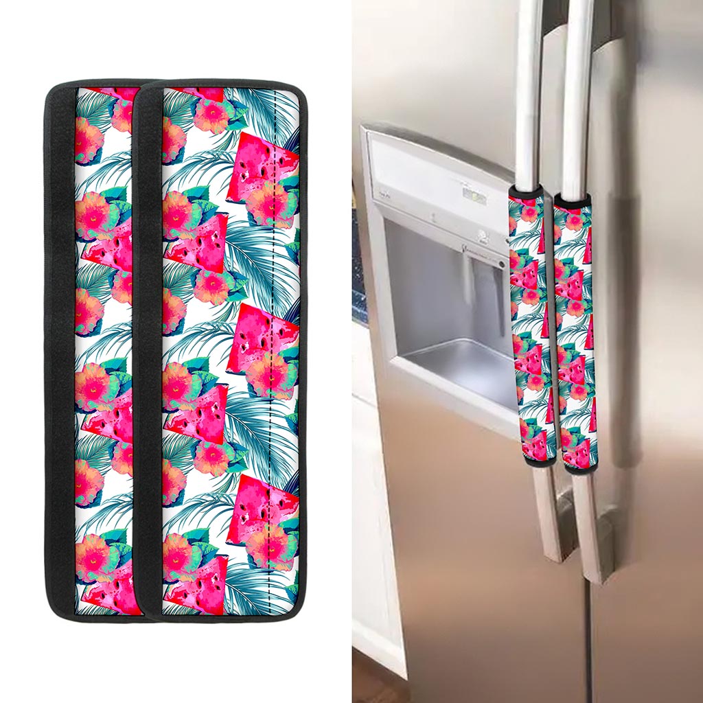 Watermelon Teal Hawaiian Pattern Print Refrigerator Handle Covers