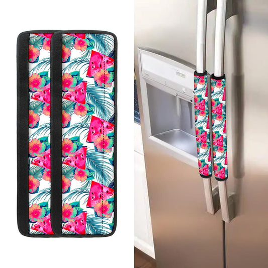 Watermelon Teal Hawaiian Pattern Print Refrigerator Handle Covers
