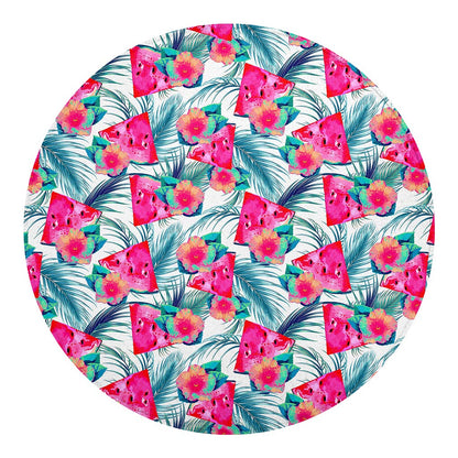 Watermelon Teal Hawaiian Pattern Print Round Blanket