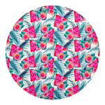 Watermelon Teal Hawaiian Pattern Print Round Blanket