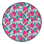 Watermelon Teal Hawaiian Pattern Print Round Floor Mat