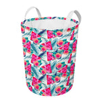 Watermelon Teal Hawaiian Pattern Print Round Laundry Basket