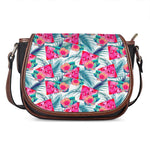 Watermelon Teal Hawaiian Pattern Print Saddle Bag