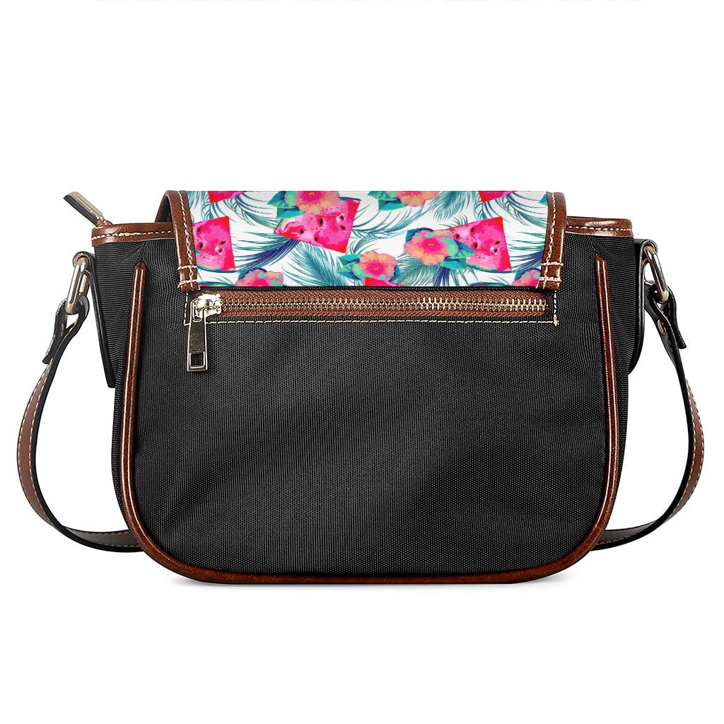 Watermelon Teal Hawaiian Pattern Print Saddle Bag