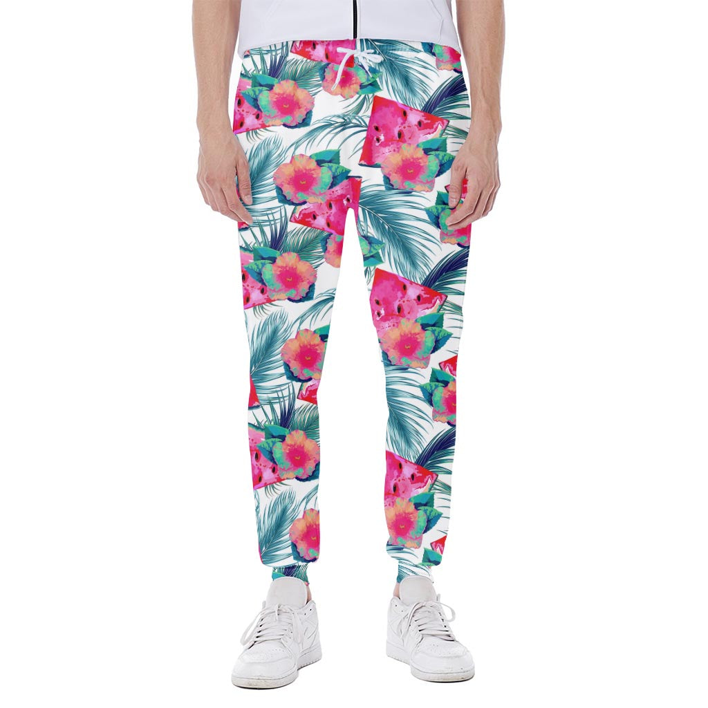 Watermelon Teal Hawaiian Pattern Print Scuba Joggers