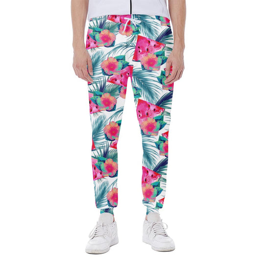 Watermelon Teal Hawaiian Pattern Print Scuba Joggers