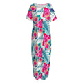 Watermelon Teal Hawaiian Pattern Print Short Sleeve Long Nightdress