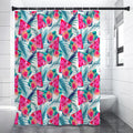 Watermelon Teal Hawaiian Pattern Print Shower Curtain