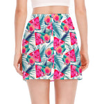 Watermelon Teal Hawaiian Pattern Print Side Slit Mini Skirt