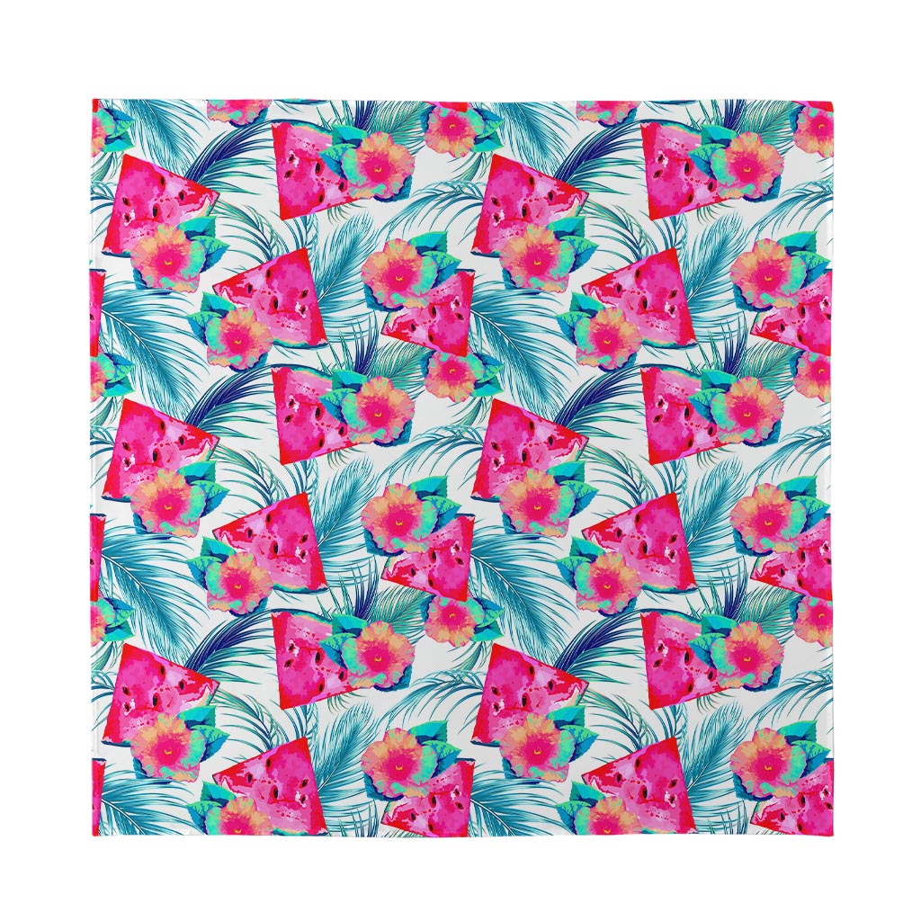 Watermelon Teal Hawaiian Pattern Print Silk Bandana