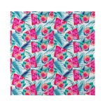 Watermelon Teal Hawaiian Pattern Print Silk Bandana