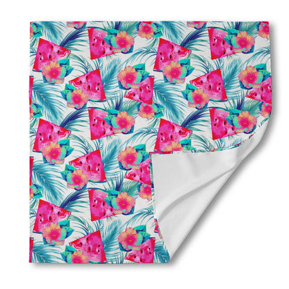 Watermelon Teal Hawaiian Pattern Print Silk Bandana