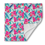 Watermelon Teal Hawaiian Pattern Print Silk Bandana