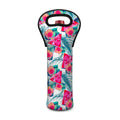 Watermelon Teal Hawaiian Pattern Print Single Neoprene Wine Tote