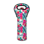 Watermelon Teal Hawaiian Pattern Print Single Neoprene Wine Tote