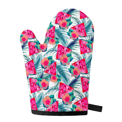 Watermelon Teal Hawaiian Pattern Print Single Oven Mitt