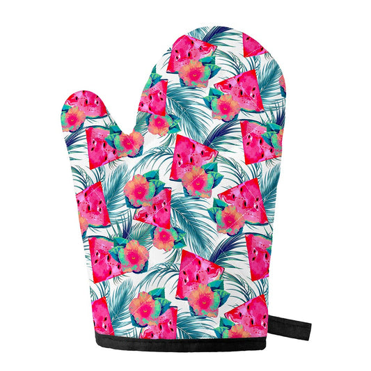 Watermelon Teal Hawaiian Pattern Print Single Oven Mitt