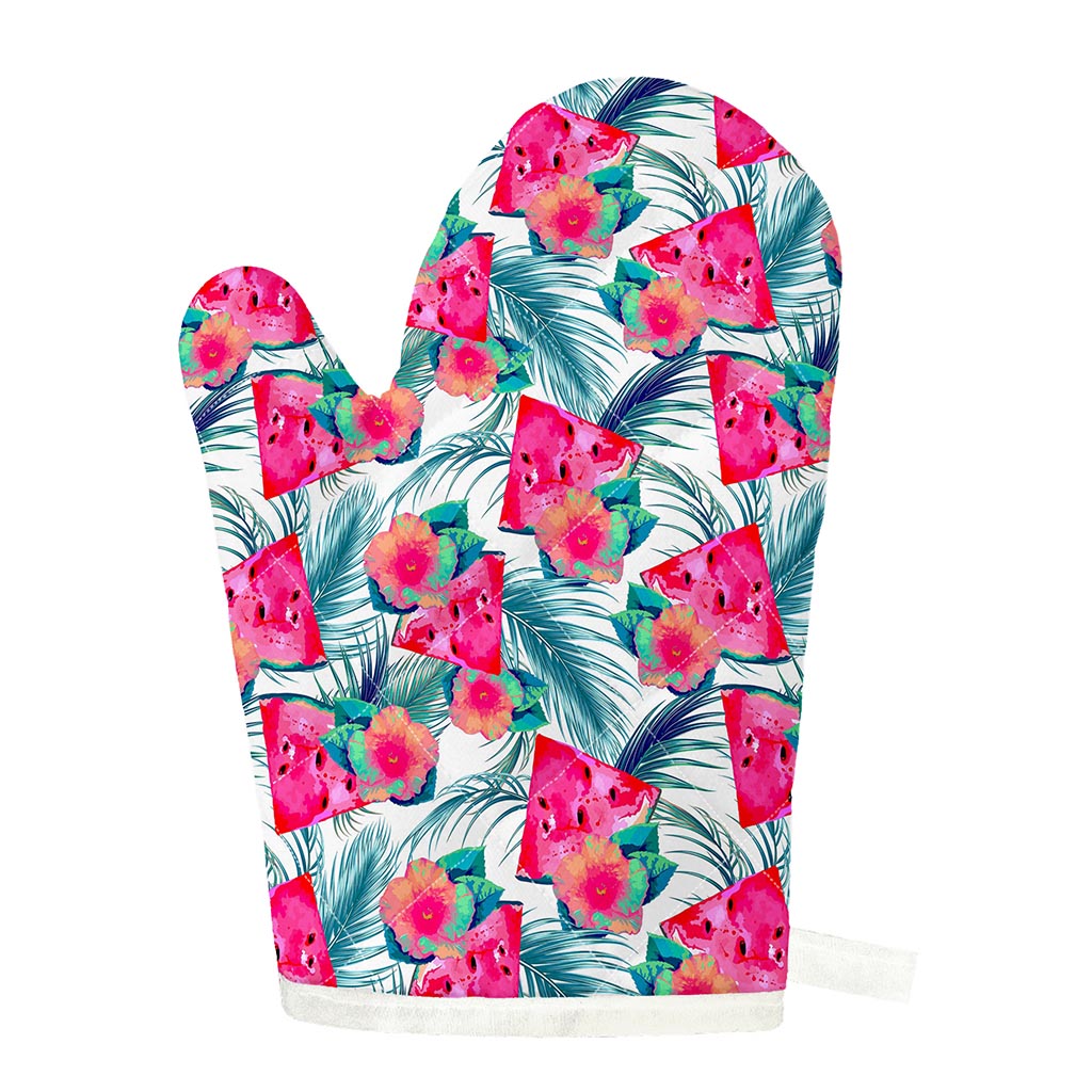 Watermelon Teal Hawaiian Pattern Print Single Oven Mitt