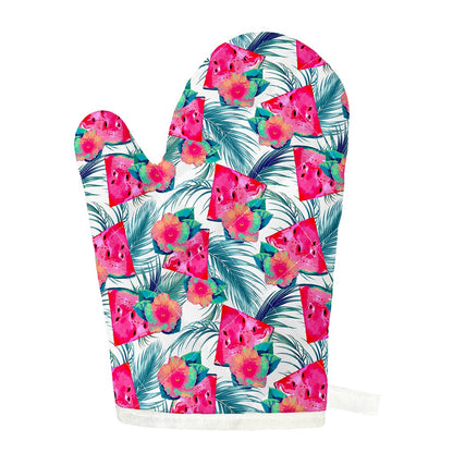 Watermelon Teal Hawaiian Pattern Print Single Oven Mitt