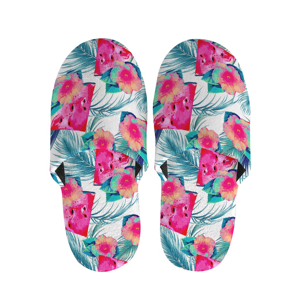 Watermelon Teal Hawaiian Pattern Print Slippers